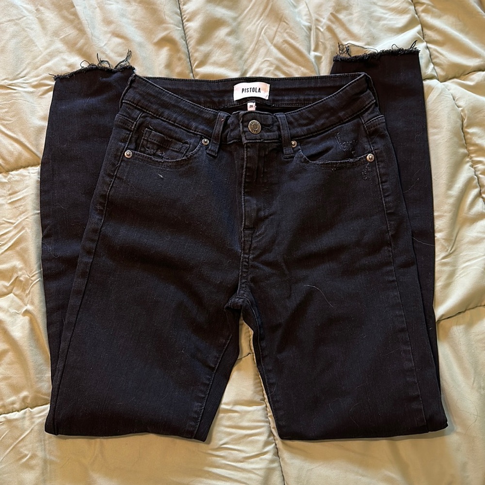 Pistola super skinny stretchy black jeans distressed size 2